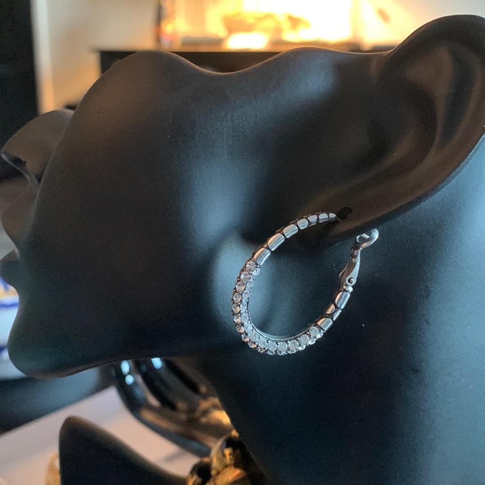 Silver toned hoop earrings